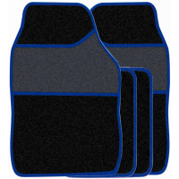 Image for Velour Carpet 4 Pce Mat Set Black / Blue Binding