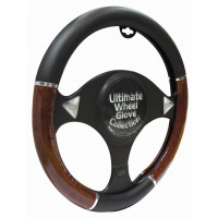 Image for Black with Wood Effect Steering Wheel Glove