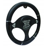 Image for Black with Grey Metallic Effect Luxury Universal Steering Wheel Cover