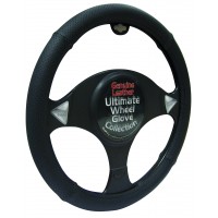 Image for Leather All Black Steering Wheel Glove