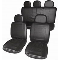 Image for Leather Look Seat Cover Set In Black with Zipper Split Rears