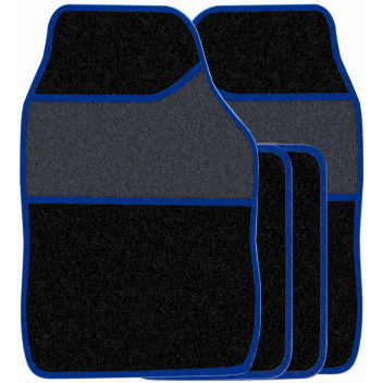 Image for Velour Carpet 4 Pce Mat Set Black / Blue Binding