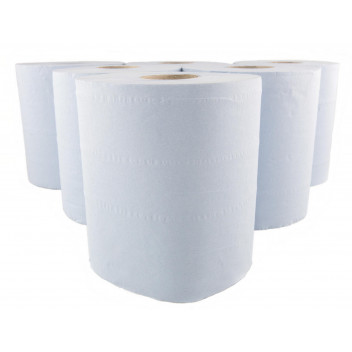 Image for Twin Ply Disposable Blue Paper Rolls Pack Of 6