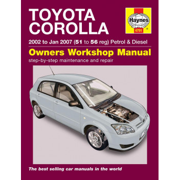 Image for Toyota Corolla Manual (Haynes) Petrol & Diesel - 02 to 07, 51 to 56 reg (4791)