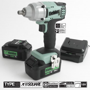 Image for Kielder 3/8 Inch Drive Impact Wrench 18V With 2 x 4.0 AH Batteries