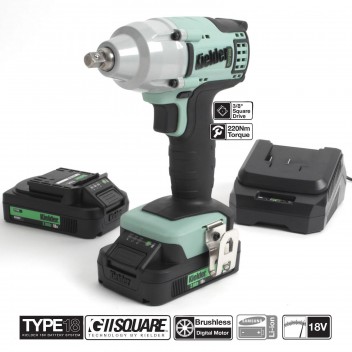 Image for Kielder 3/8 Inch Drive Impact Wrench 18V With 2 x 2.0 AH Batteries