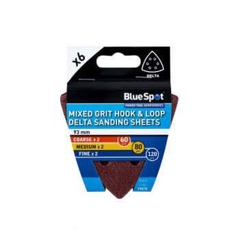 Image for BlueSpot 6 Pack 93mm Mixed Grit Delta Sanding Sheets
